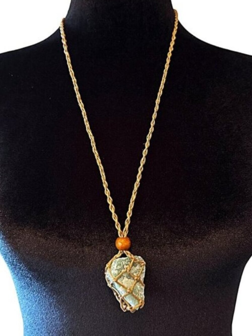Natural Raw Stone Necklace Braided Slider Necklace Crystal Hammock